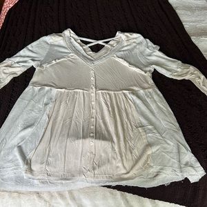 Beige Blouse Criss Cross Back Medium